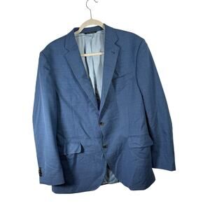 Jack Victor Blue 100% Wool Conway Sport Coat Blazer Jacket Office Mens 44R